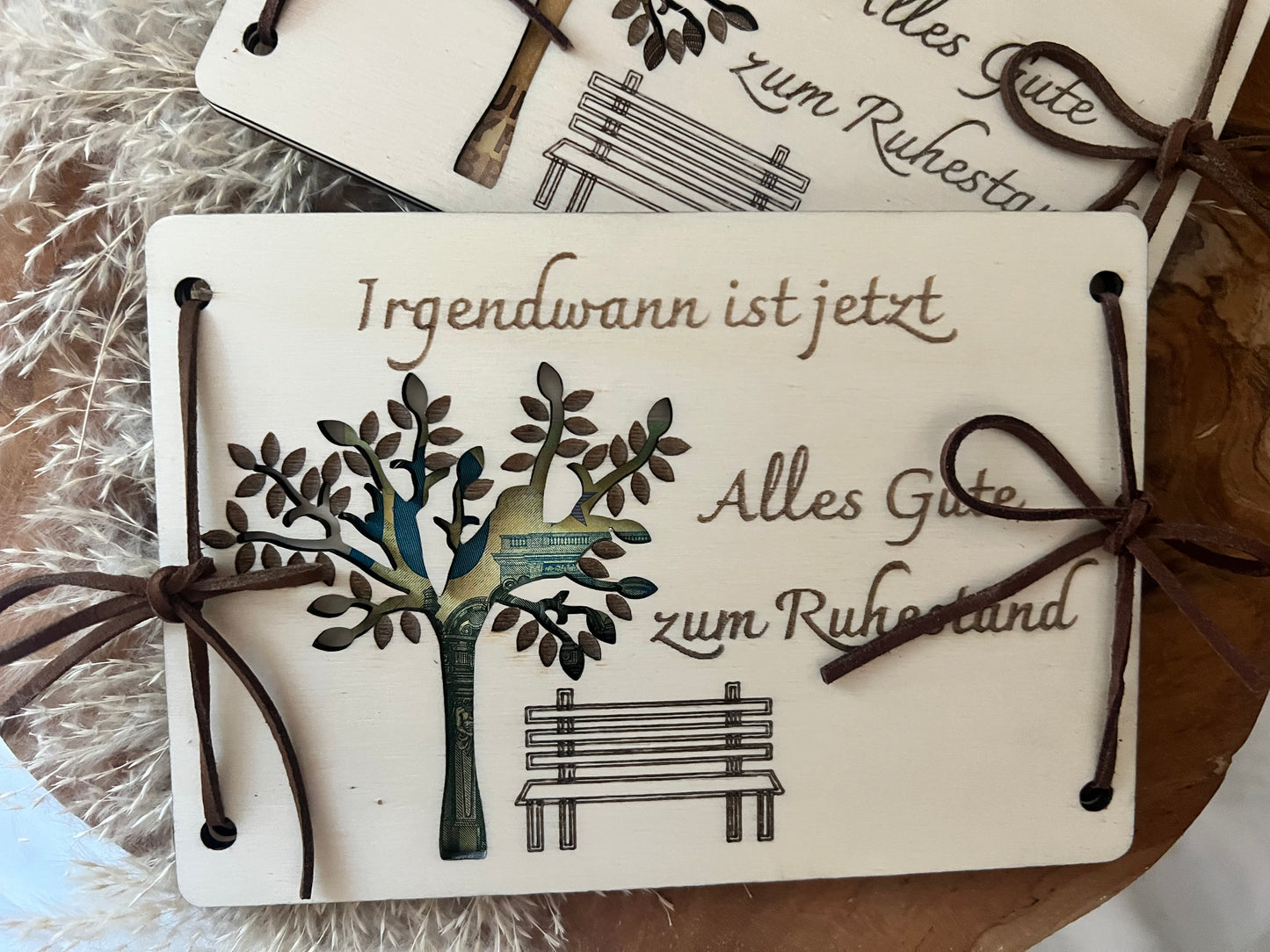 Geldgeschenk Ruhestand Holzkarte