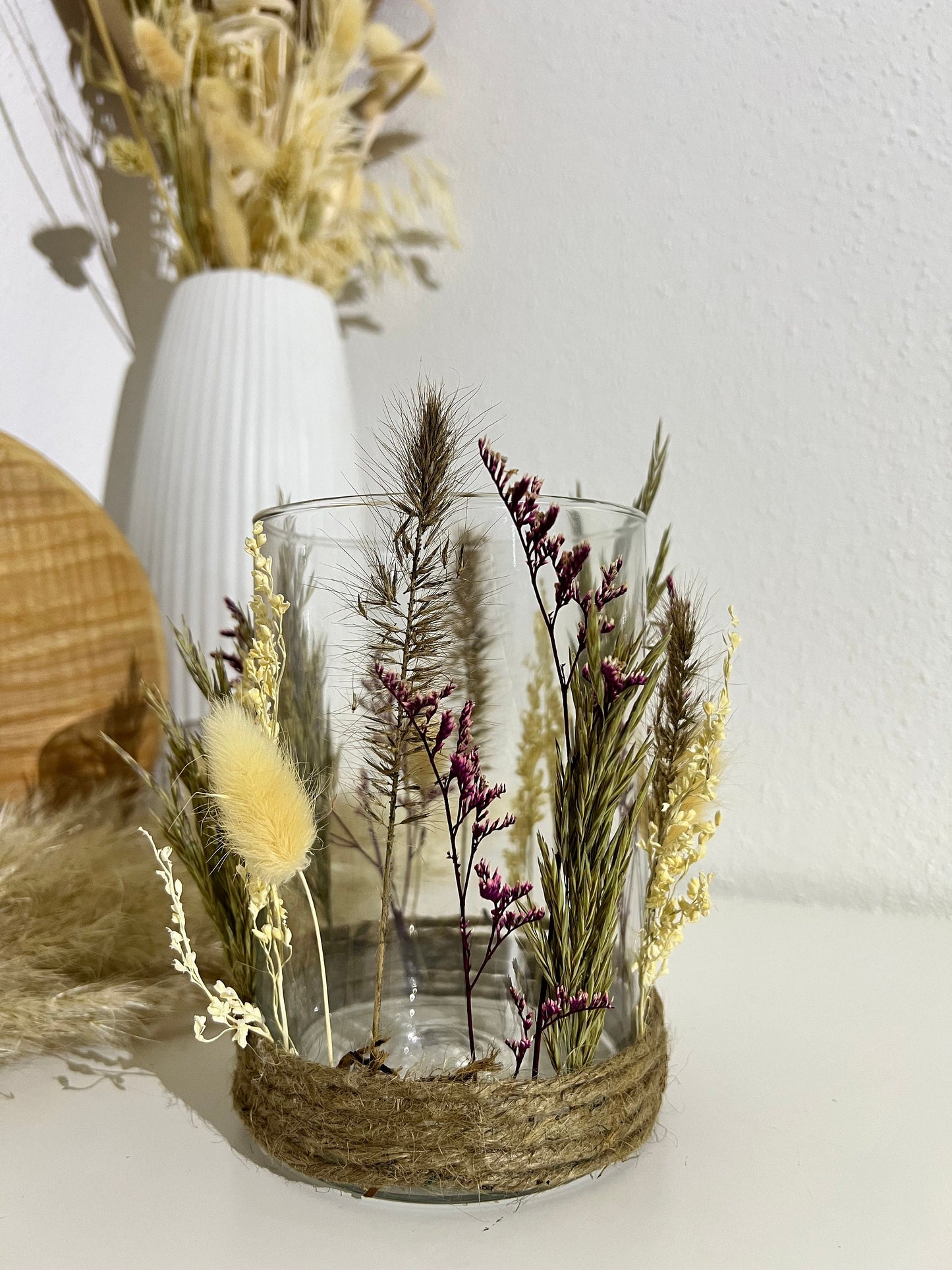 Lantern with dried flowers