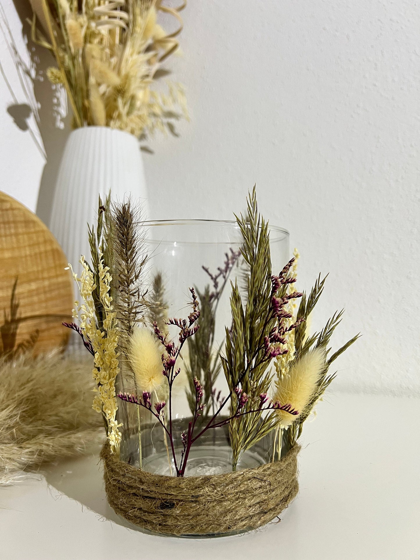 Lantern with dried flowers