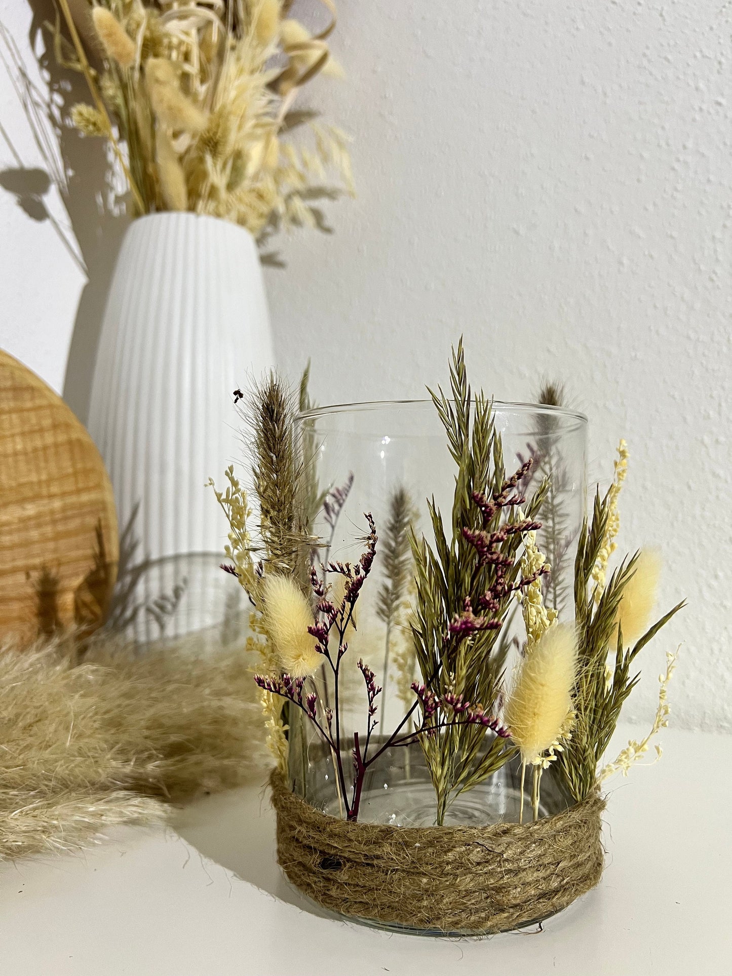 Lantern with dried flowers