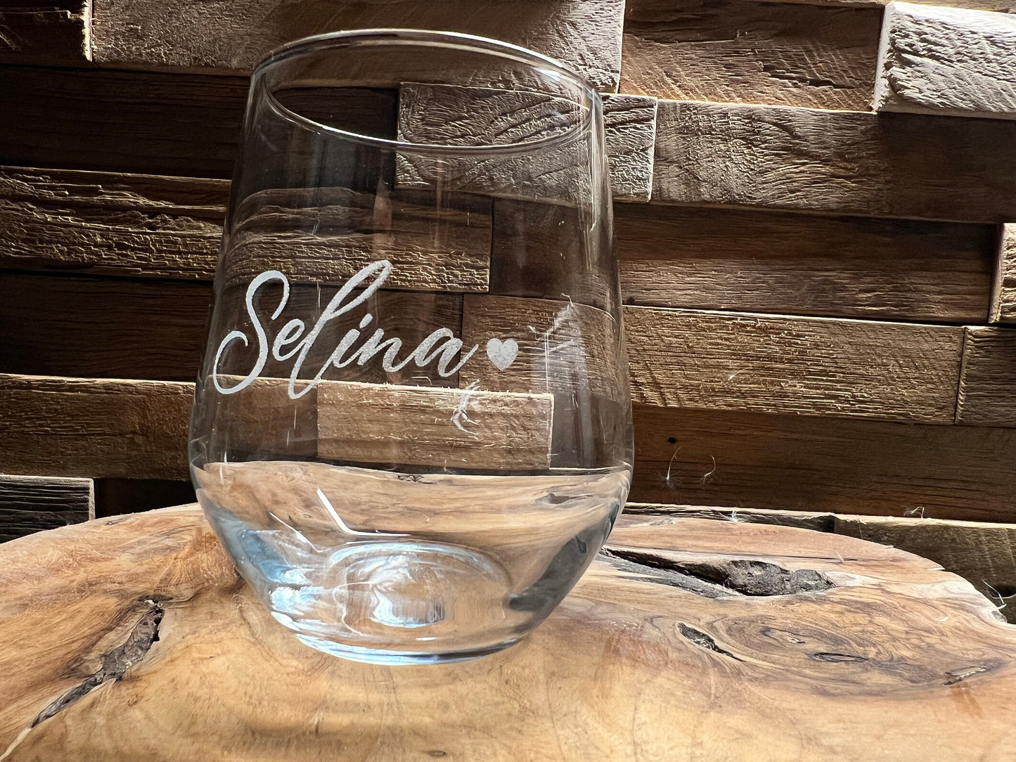 Engraved drinking glass with name