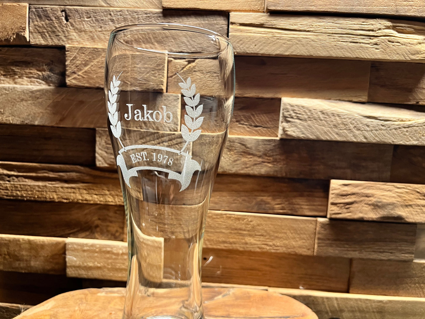 Wheat beer glass personalized with name