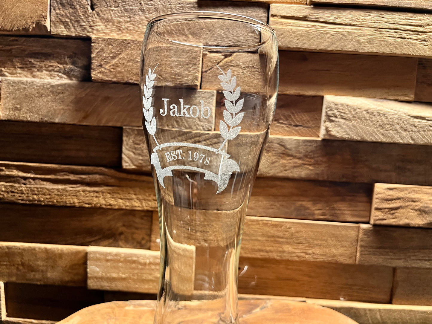 Wheat beer glass personalized with name