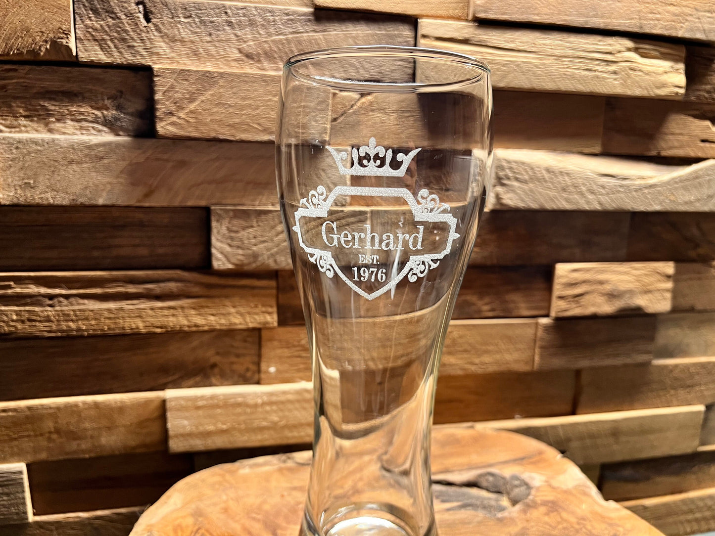 Personalized wheat beer glass