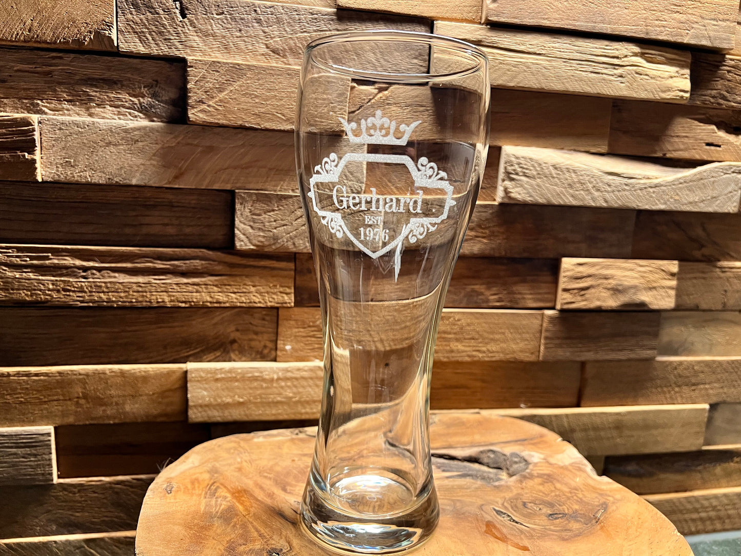 Personalized wheat beer glass