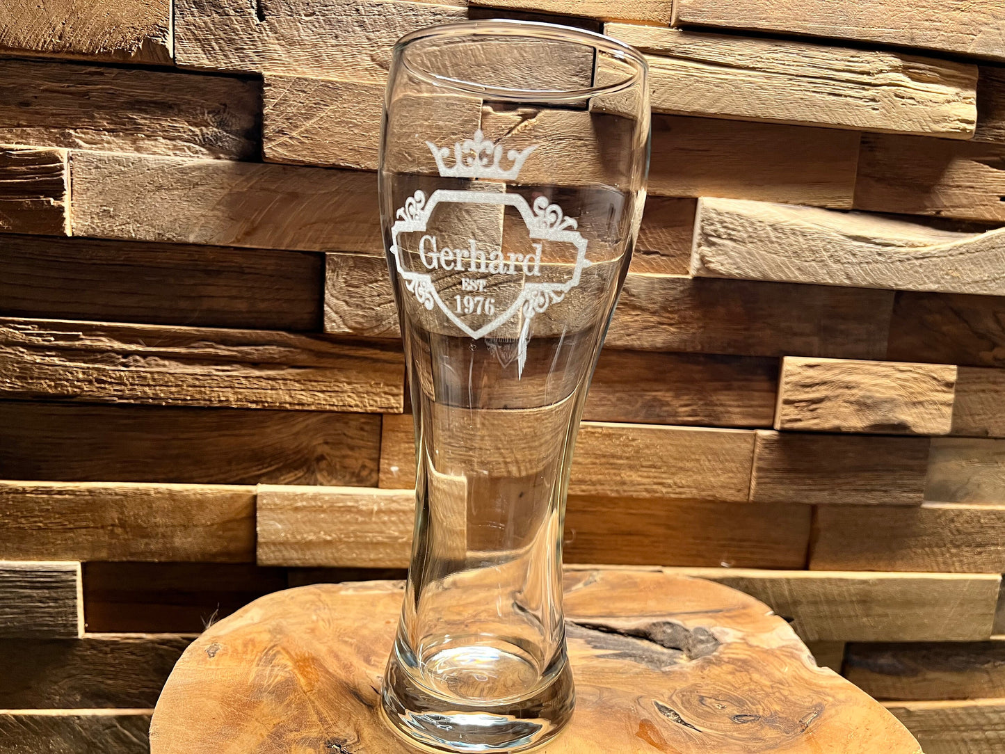 Personalized wheat beer glass