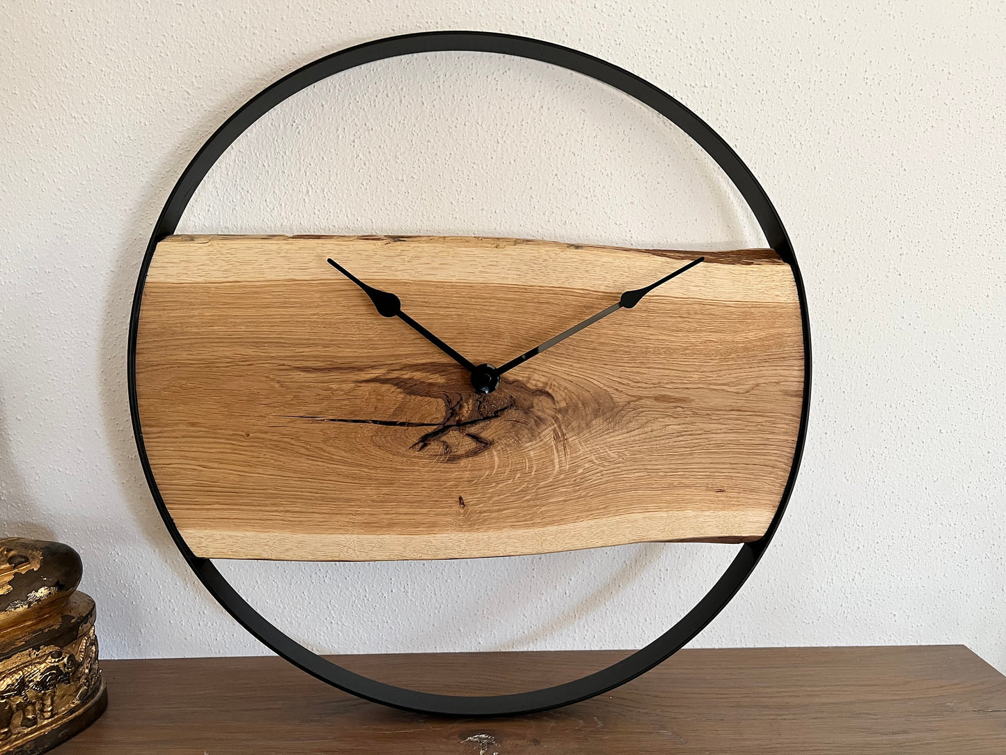 Wall clock made of solid oak