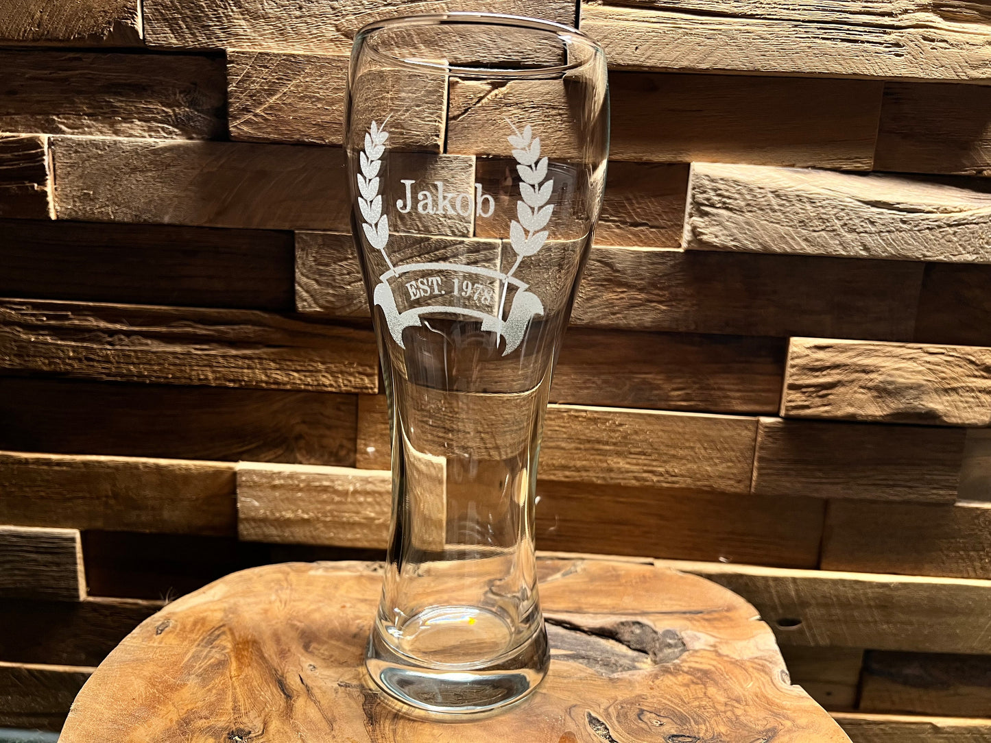 Wheat beer glass personalized with name