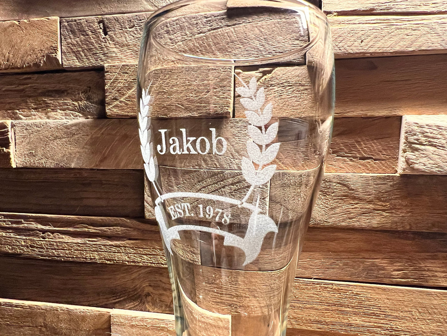 Wheat beer glass personalized with name