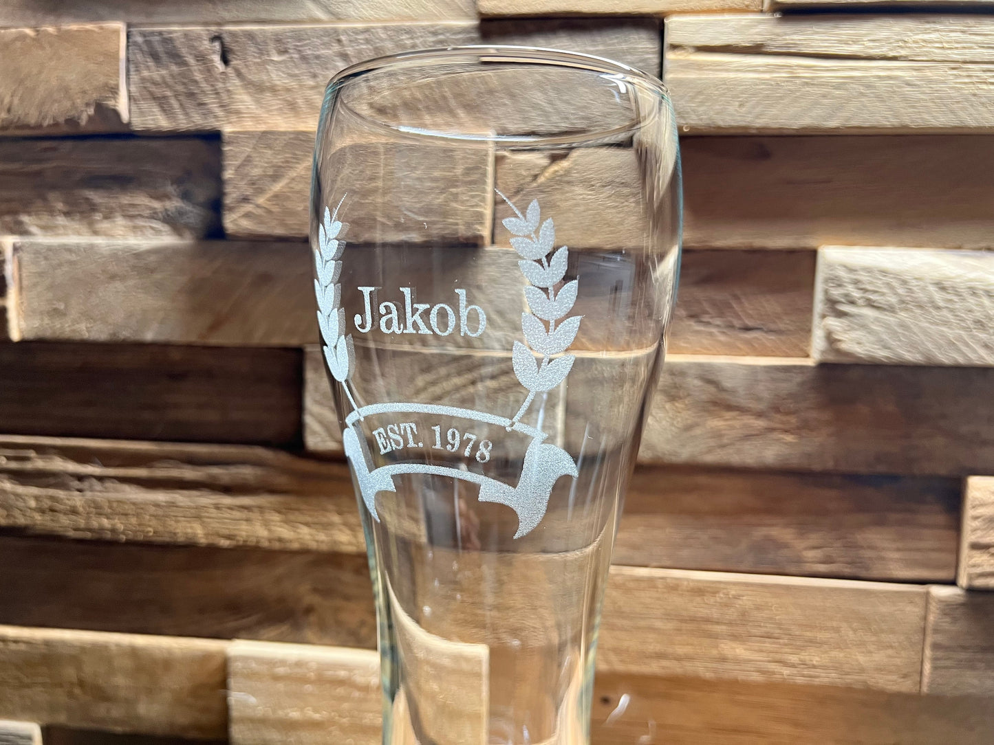 Wheat beer glass personalized with name