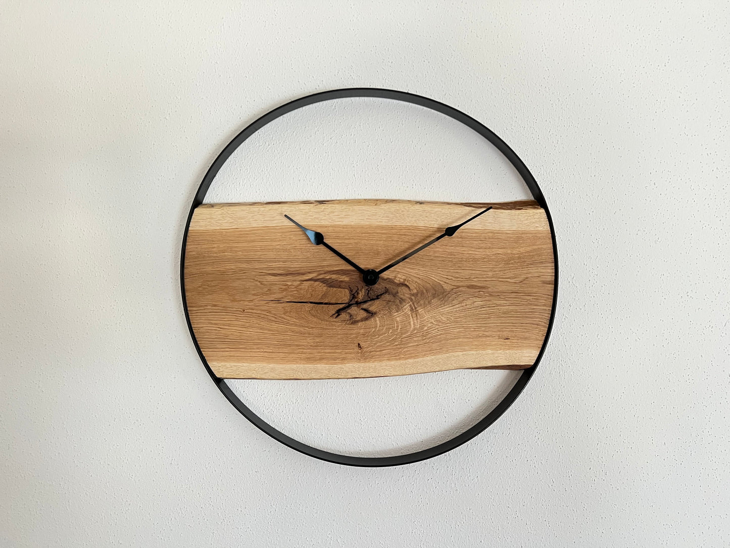 Wall clock made of solid oak