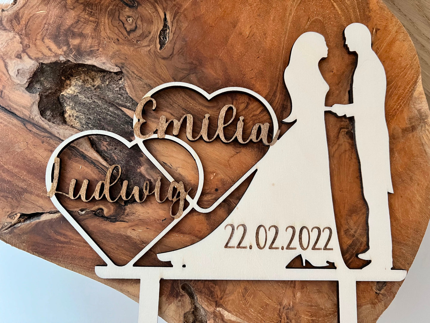 Tortenstecker für Hochzeitstorte personalisiert