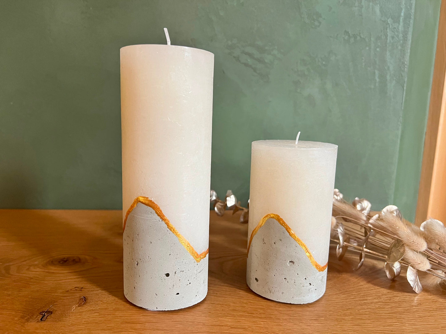 Candles with concrete base