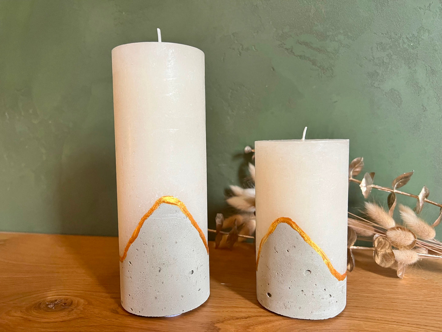 Candles with concrete base