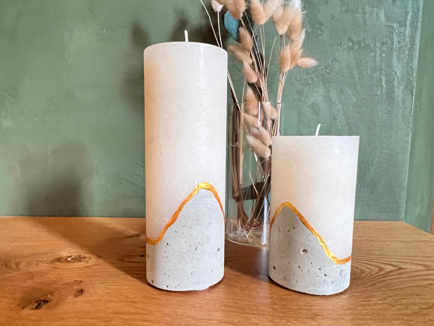 Candles with concrete base