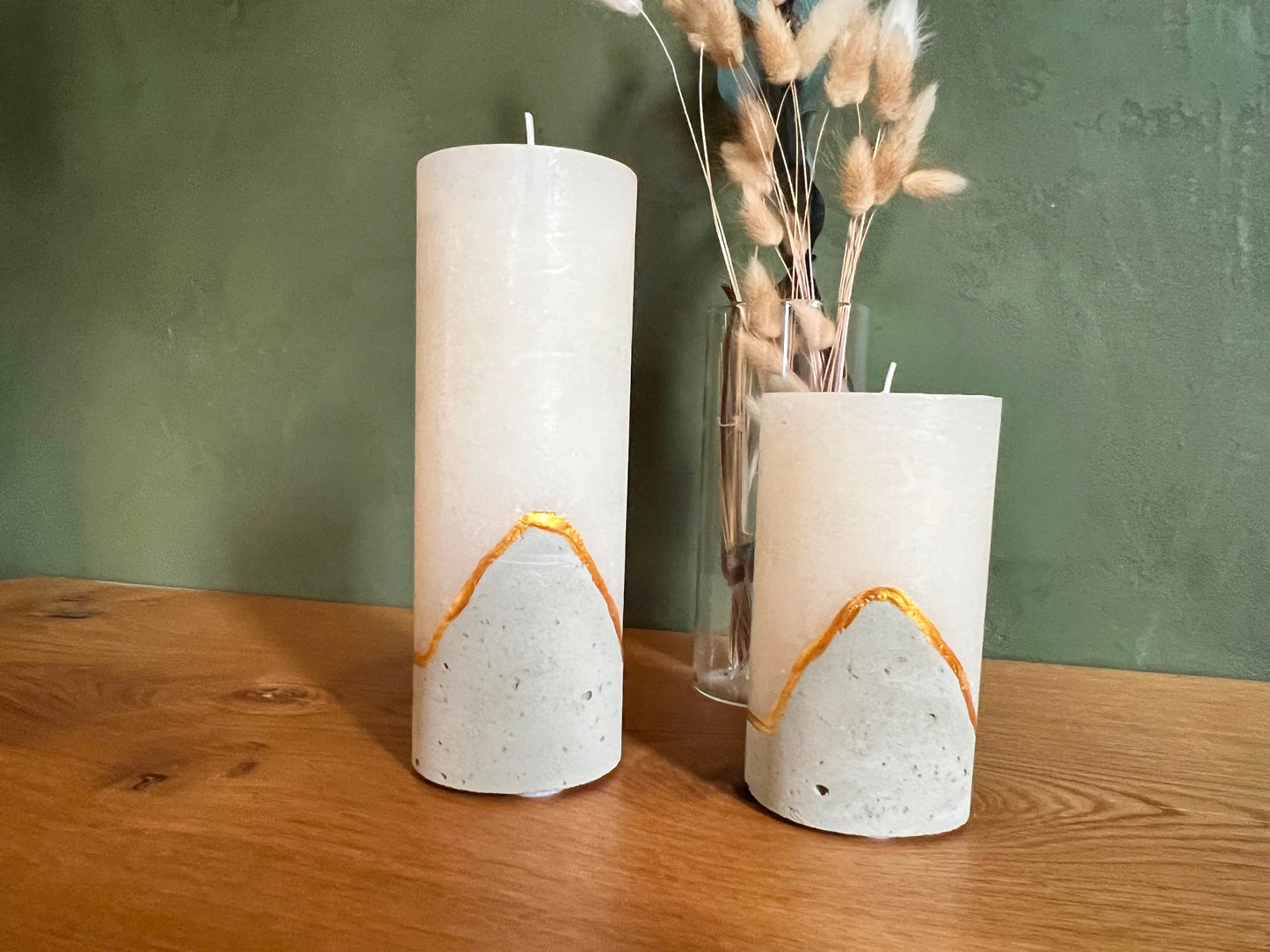 Candles with concrete base