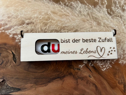 Geschenkbox graviert Du bist der beste Zufall